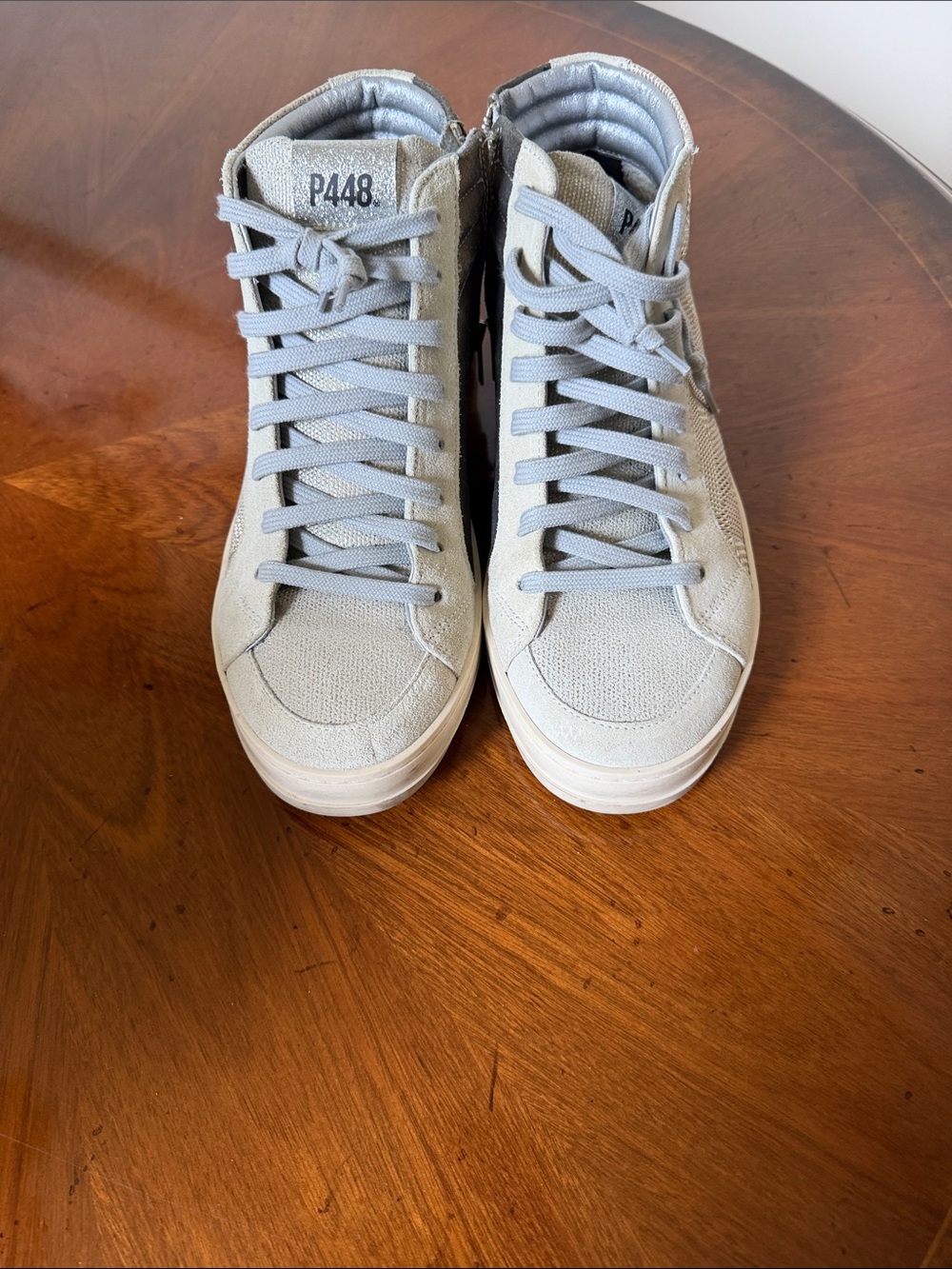 P448 High-Top Sneakers in Light Gray Canvas size 40-9.5 Like New